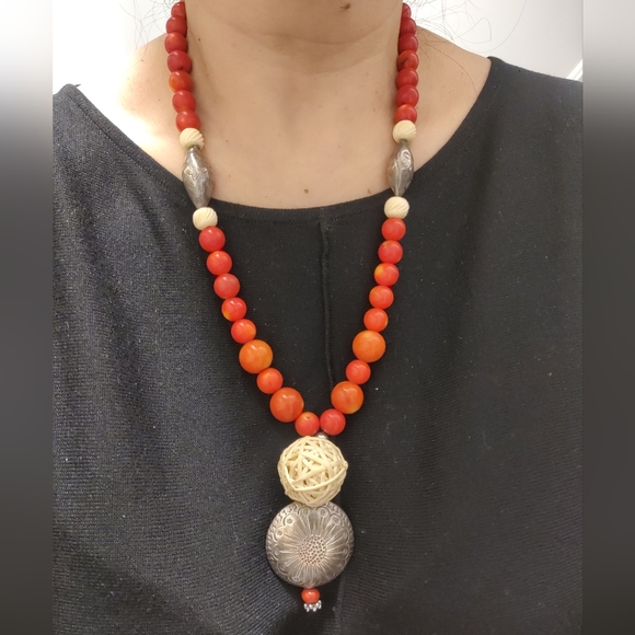 OOAK Genuine Apple Corals Necklace - Picture 6 of 10